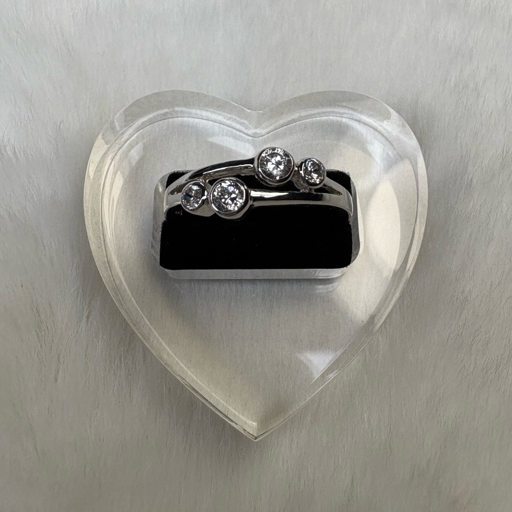 925 Sterling Silver Bubble Clear CZ Ring